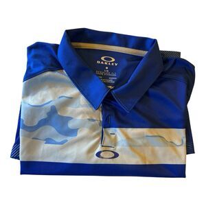 Oakley Hydrolix Men's Large Golf Polo Shirt Blue Camo Stripe